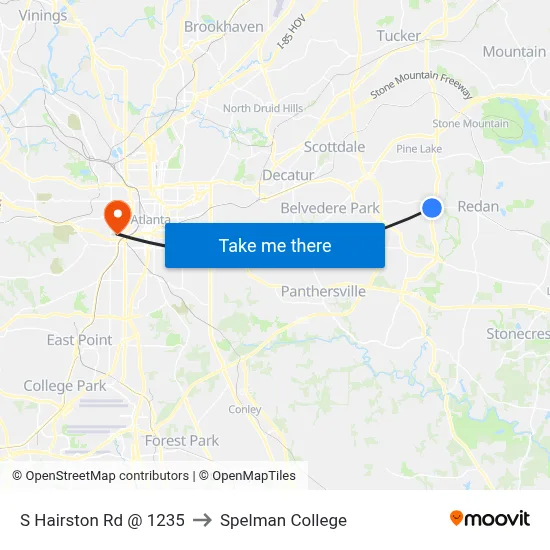 S Hairston Rd @ 1235 to Spelman College map