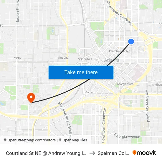Courtland St NE @ Andrew Young Intl Blvd to Spelman College map