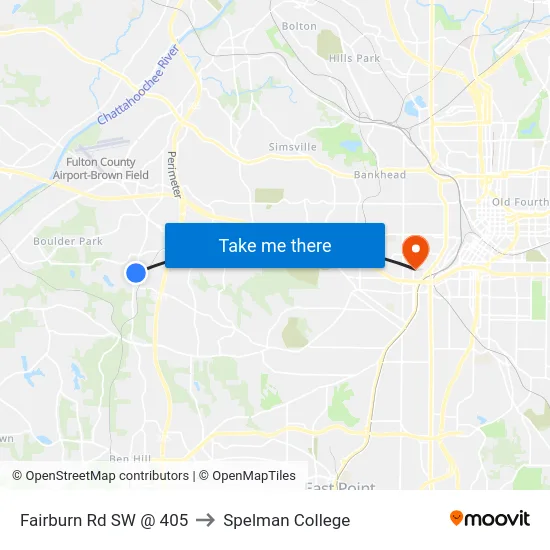 Fairburn Rd SW @ 405 to Spelman College map