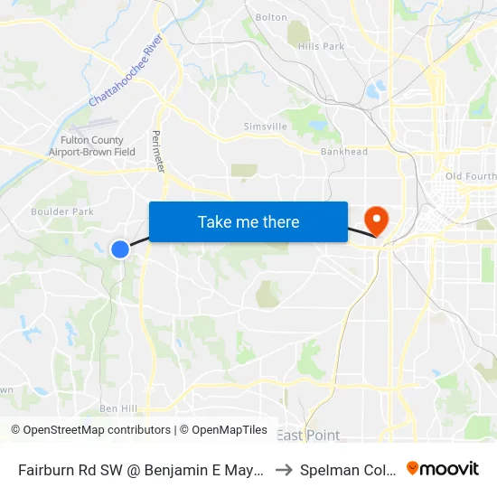 Fairburn Rd SW @ Benjamin E Mays Dr SW to Spelman College map