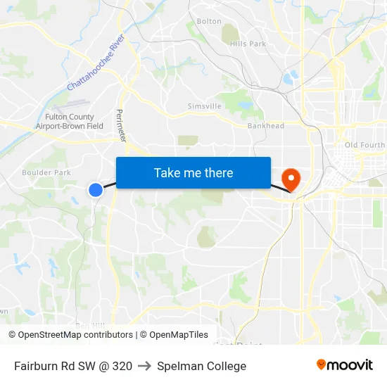 Fairburn Rd SW @ 320 to Spelman College map