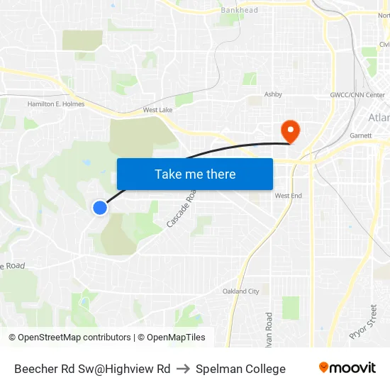 Beecher Rd Sw@Highview Rd to Spelman College map