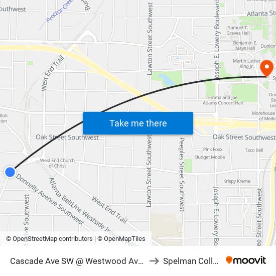 Cascade Ave SW @ Westwood Ave SW to Spelman College map