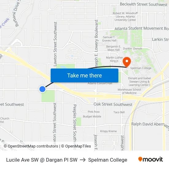 Lucile Ave SW @ Dargan Pl SW to Spelman College map