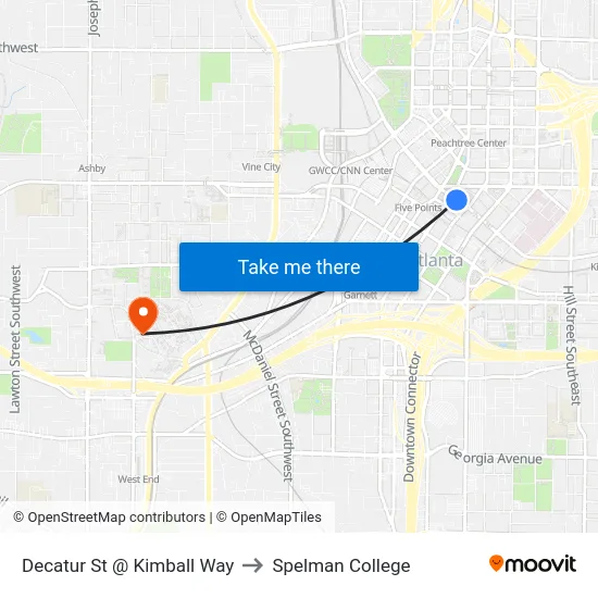 Decatur St @ Kimball Way to Spelman College map