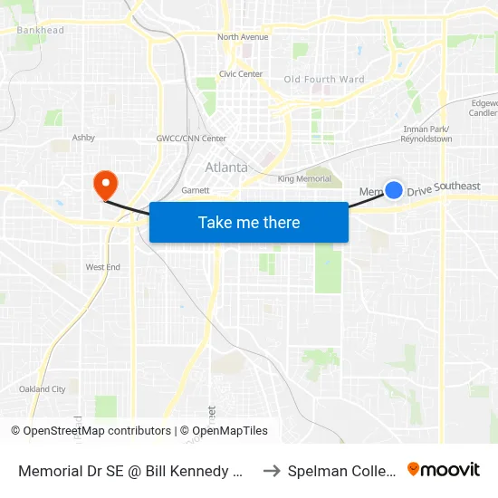 Memorial Dr SE @ Bill Kennedy Way to Spelman College map
