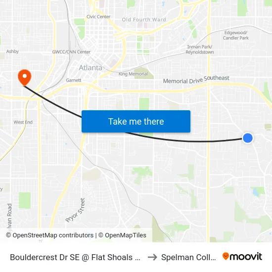 Bouldercrest Dr SE @ Flat Shoals Rd SE to Spelman College map