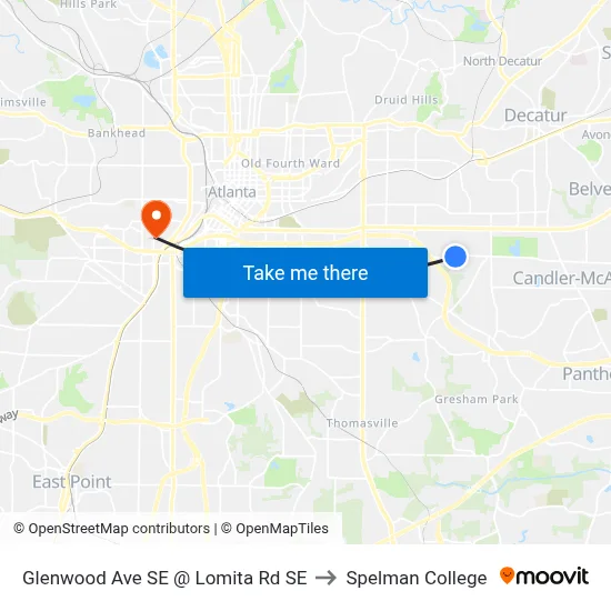 Glenwood Ave SE @ Lomita Rd SE to Spelman College map