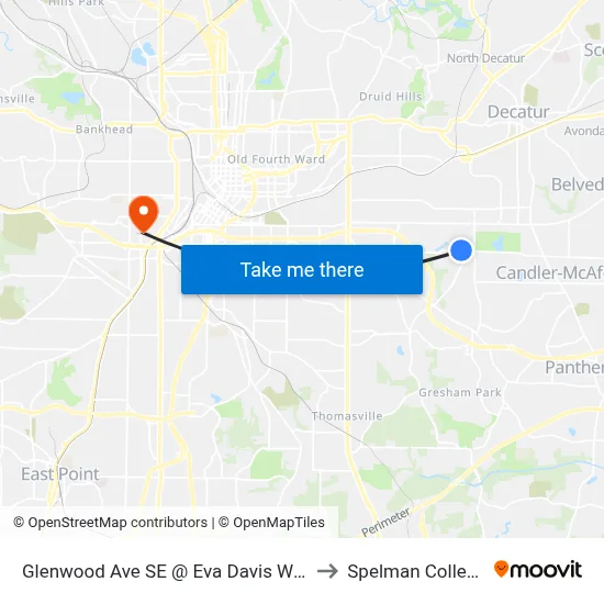 Glenwood Ave SE @ Eva Davis Way to Spelman College map