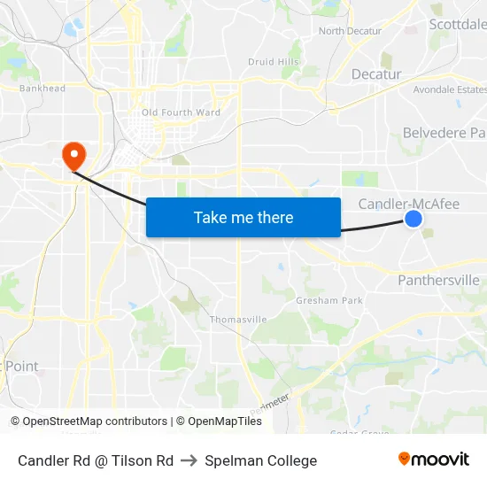 Candler Rd @ Tilson Rd to Spelman College map