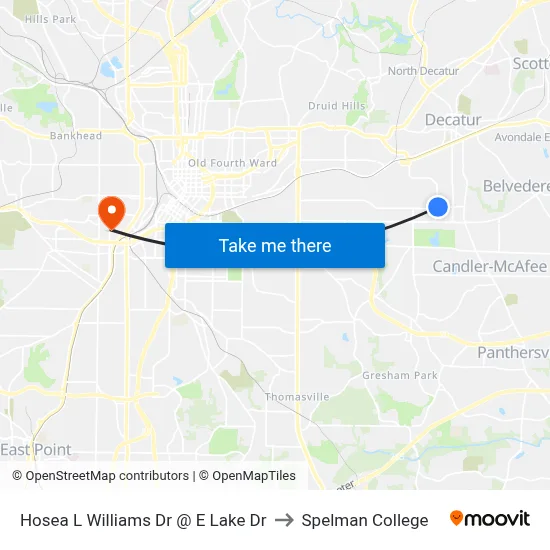Hosea L Williams Dr @ E Lake Dr to Spelman College map