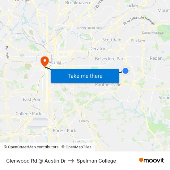 Glenwood Rd @ Austin Dr to Spelman College map