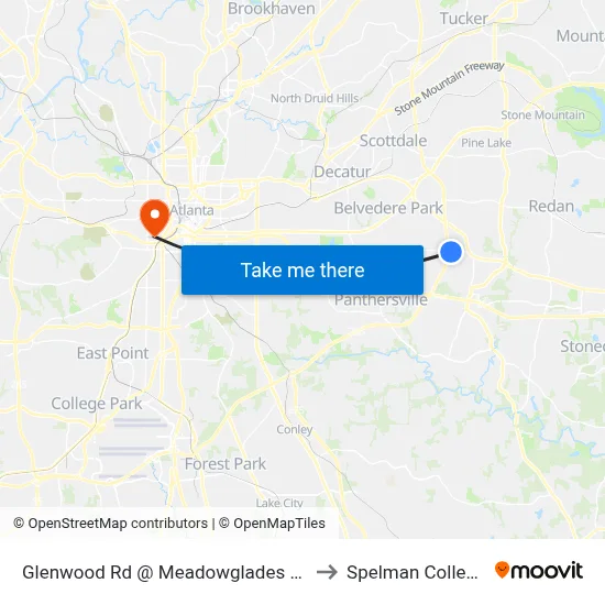Glenwood Rd @ Meadowglades Dr to Spelman College map