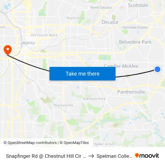 Snapfinger Rd @ Chestnut Hill Cir (W) to Spelman College map