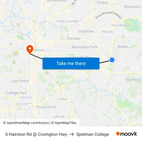 S Hairston Rd @ Covington Hwy to Spelman College map