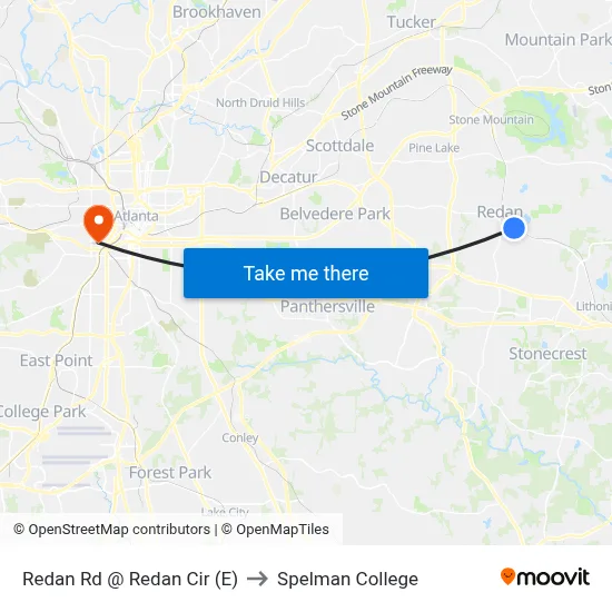 Redan Rd @ Redan Cir (E) to Spelman College map