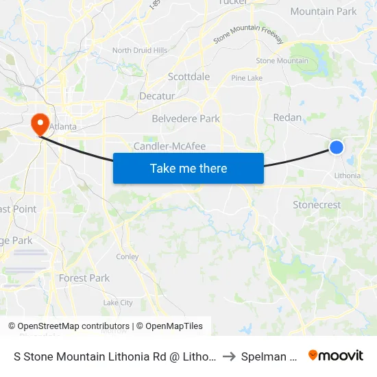 S Stone Mountain Lithonia Rd @ Lithonia Industrial Blvd to Spelman College map