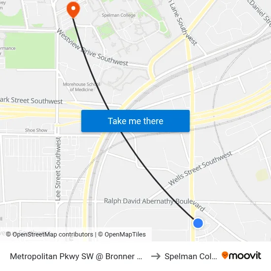 Metropolitan Pkwy SW @ Bronner Bros Way to Spelman College map