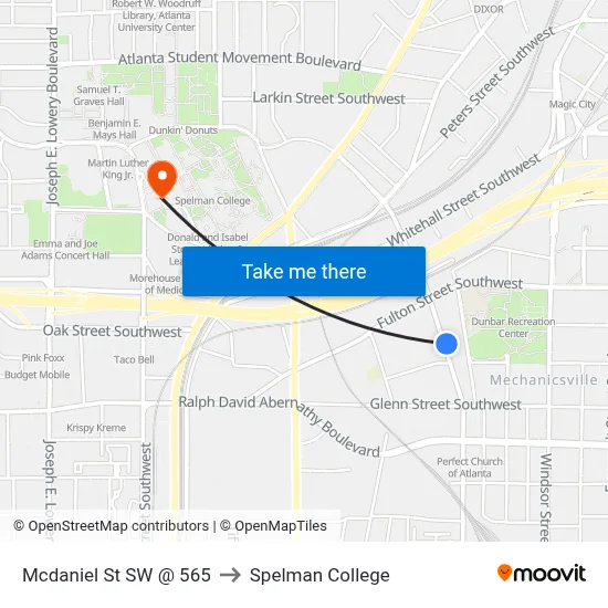 Mcdaniel St SW @ 565 to Spelman College map