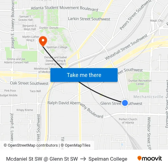 Mcdaniel St SW @ Glenn St SW to Spelman College map