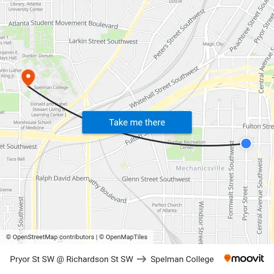 Pryor St SW @ Richardson St SW to Spelman College map