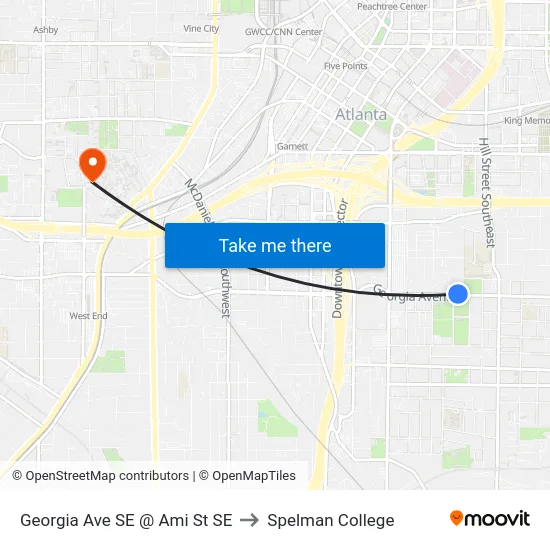 Georgia Ave SE @ Ami St SE to Spelman College map