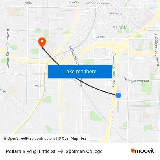 Pollard Blvd @ Little St to Spelman College map