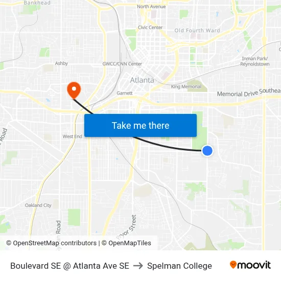 Boulevard SE @ Atlanta Ave SE to Spelman College map