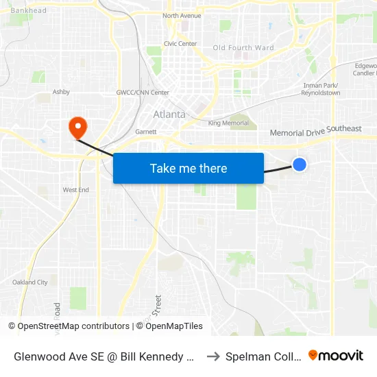 Glenwood Ave SE @ Bill Kennedy Way SE to Spelman College map