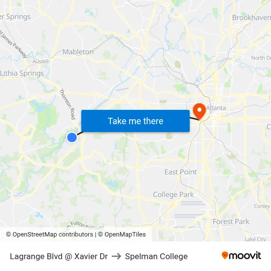 Lagrange Blvd @ Xavier Dr to Spelman College map