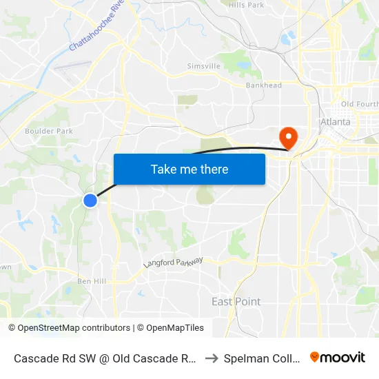 Cascade Rd SW @ Old Cascade Rd SW to Spelman College map