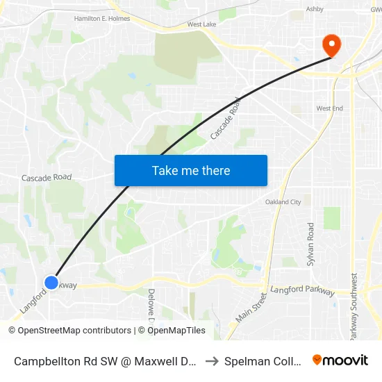 Campbellton Rd SW @ Maxwell Dr SW to Spelman College map