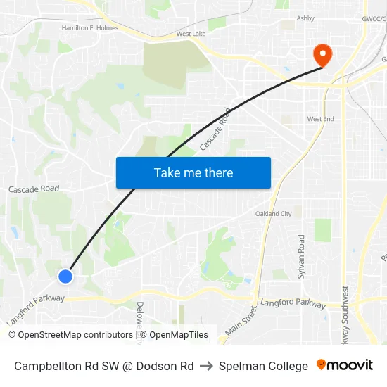 Campbellton Rd SW @ Dodson Rd to Spelman College map