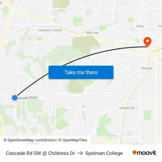 Cascade Rd SW @ Childress Dr to Spelman College map