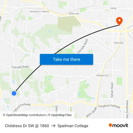 Childress Dr SW @ 1860 to Spelman College map