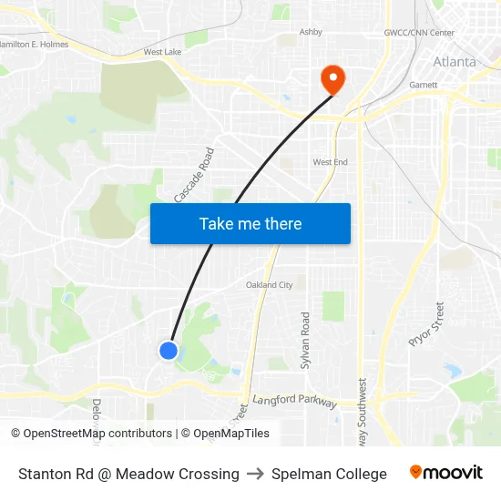 Stanton Rd @ Meadow Crossing to Spelman College map