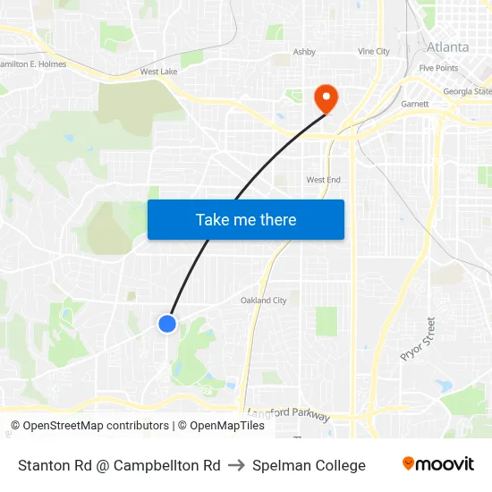 Stanton Rd @ Campbellton Rd to Spelman College map