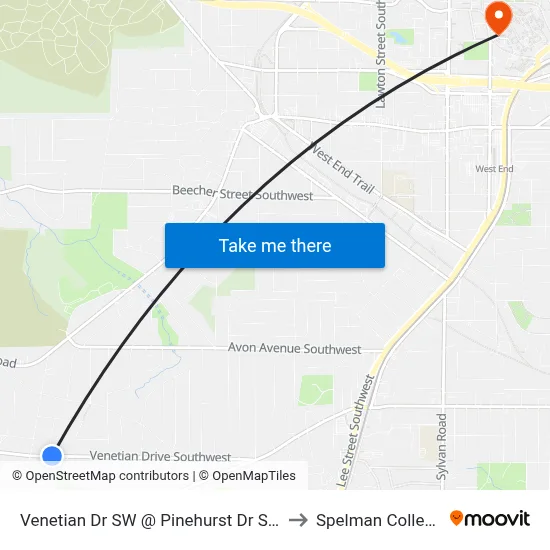 Venetian Dr SW @ Pinehurst Dr SW to Spelman College map