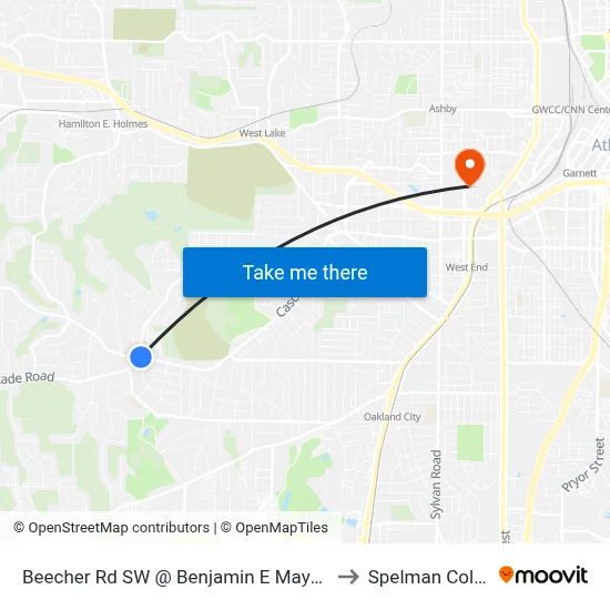 Beecher Rd SW @ Benjamin E Mays Dr SW to Spelman College map