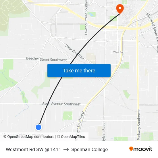 Westmont Rd SW @ 1411 to Spelman College map