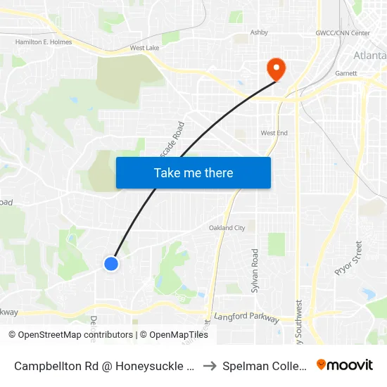 Campbellton Rd @ Honeysuckle Ln to Spelman College map