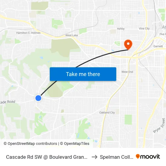 Cascade Rd SW @ Boulevard Granada SW to Spelman College map