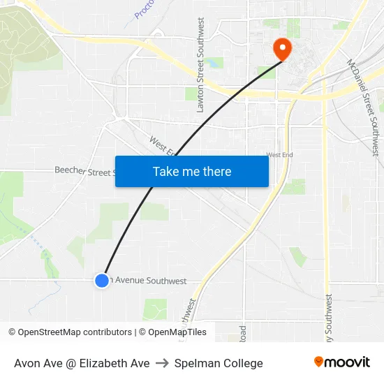 Avon Ave @ Elizabeth Ave to Spelman College map