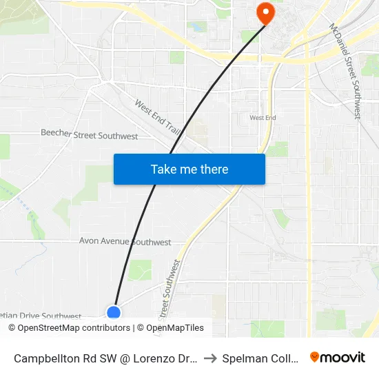 Campbellton Rd SW @ Lorenzo Dr SW to Spelman College map