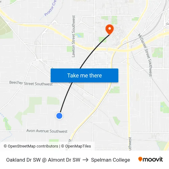 Oakland Dr SW @ Almont Dr SW to Spelman College map