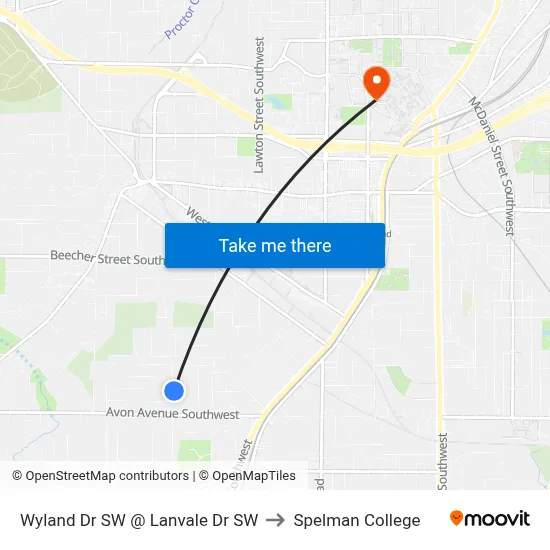 Wyland Dr SW @ Lanvale Dr SW to Spelman College map