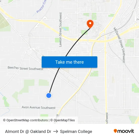 Almont Dr @ Oakland Dr to Spelman College map