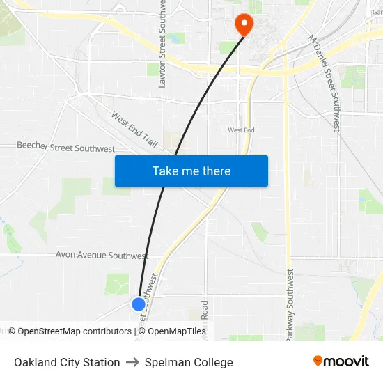 Oakland City Station to Spelman College map