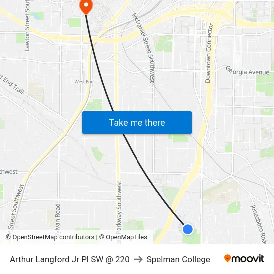 Arthur Langford Jr Pl SW @ 220 to Spelman College map