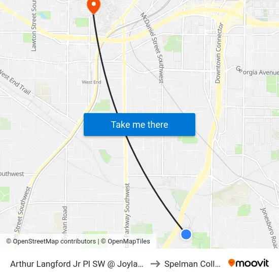 Arthur Langford Jr Pl SW @ Joyland Pl to Spelman College map
